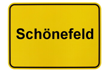 Illustration eines Ortsschildes der Gemeinde Schönefeld in Brandenburg