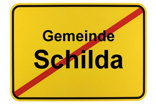 Illustration eines Ortsschildes der Gemeinde Schilda in Brandenburg