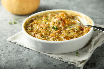 Homemade pumpkin casserole with cream