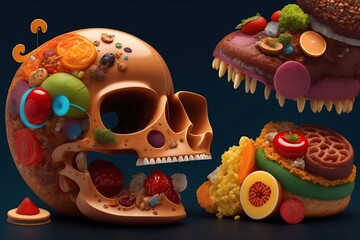 Anatomy of Head, Skull Made with Food