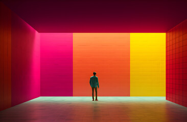 silhouette of a person in a hall