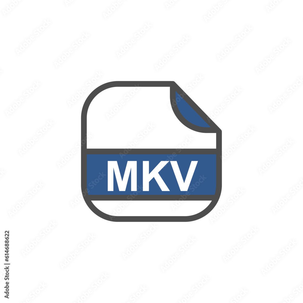 Poster mkv file extension, rounded square icon with text - format extension icon vector illustration.