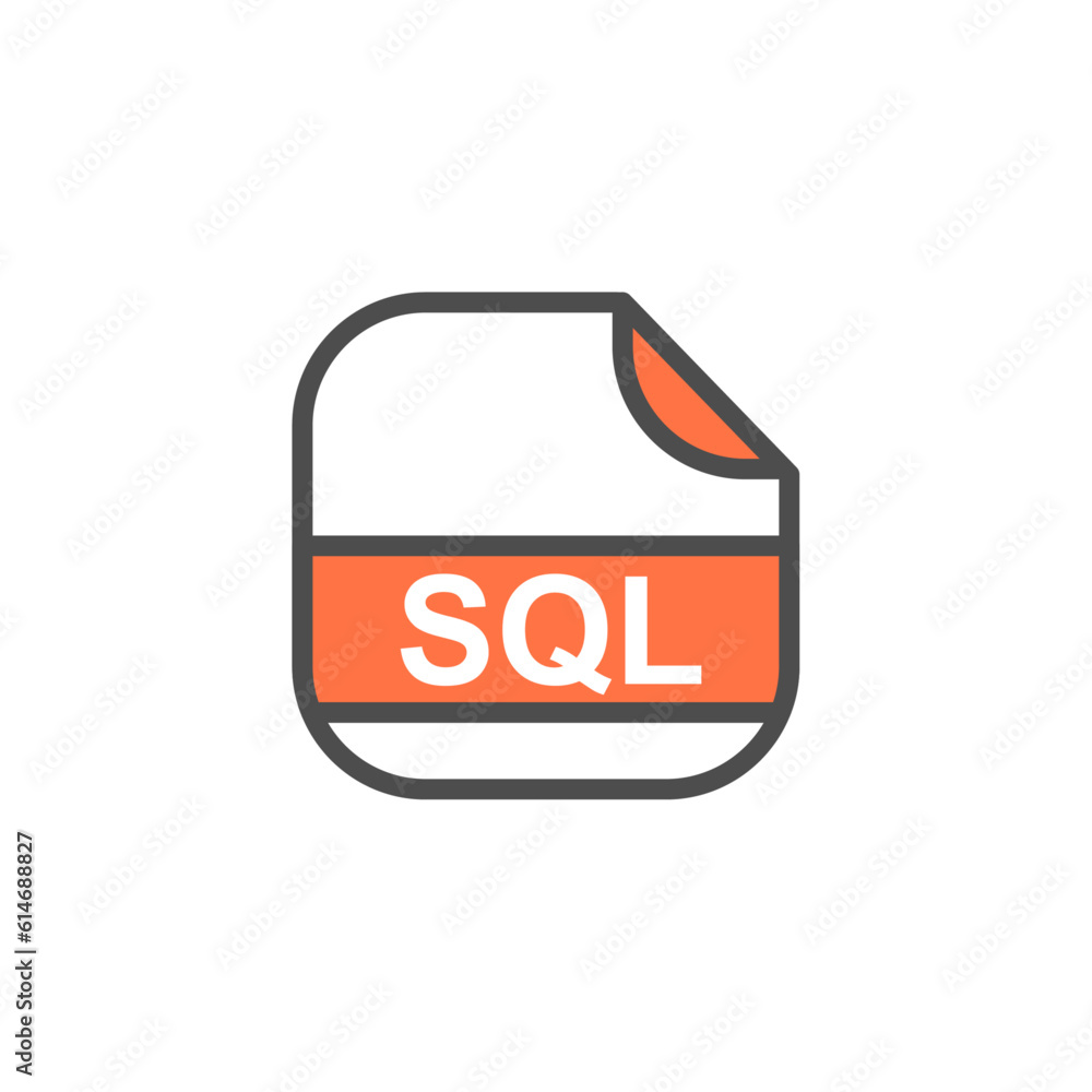 Poster sql file extension, rounded square icon with text - format extension icon vector illustration.