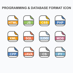 Programming and Data Extension Icon Rounded Square Icon Concept - Vector Illustration Design