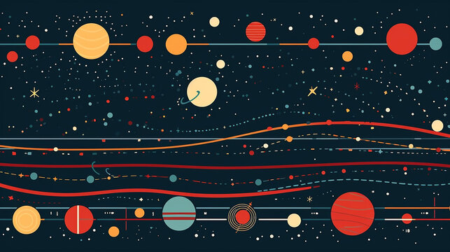ai generative space, universe, cosmos, stars and planets pattern in cartoon design 