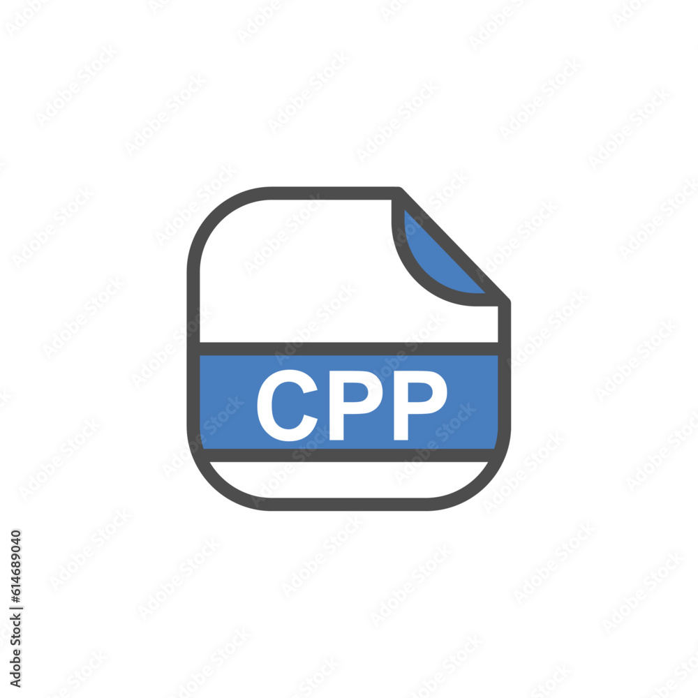Poster cpp file extension, rounded square icon with text - format extension icon vector illustration.