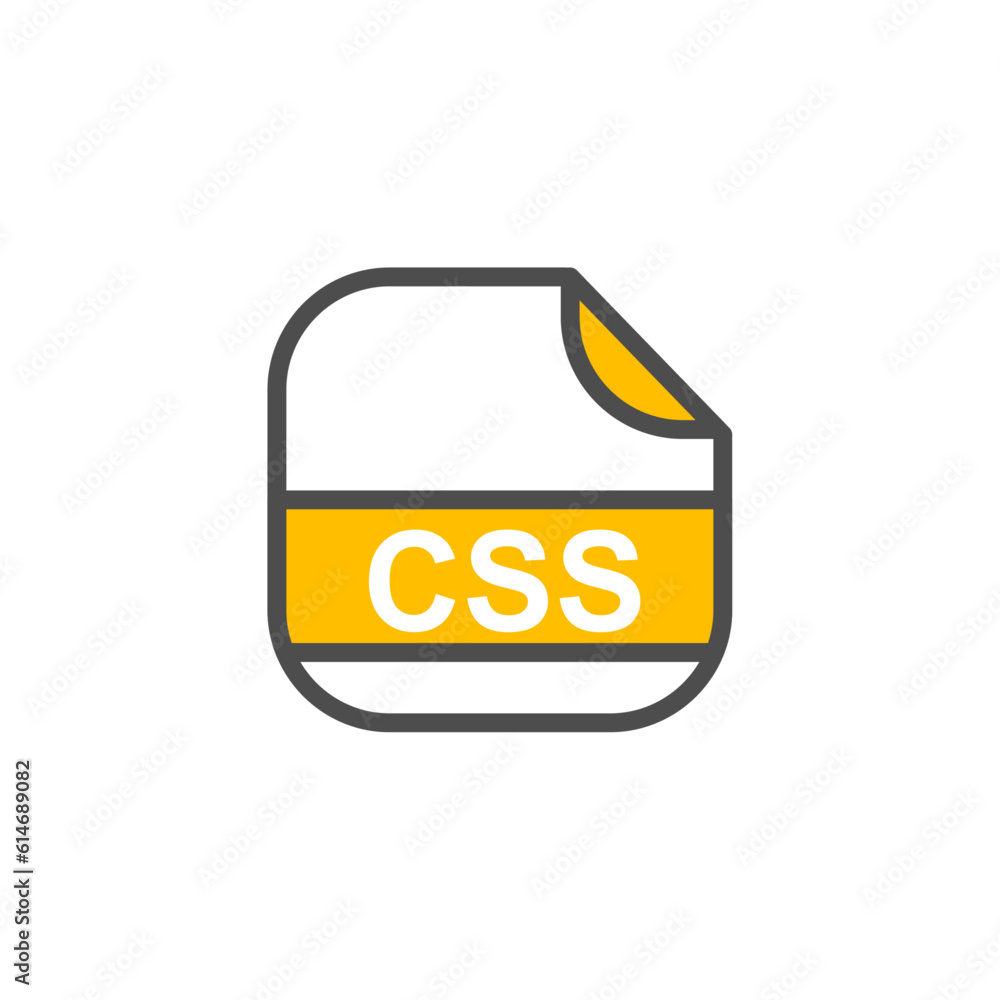 Poster css file extension, rounded square icon with text - format extension icon vector illustration.