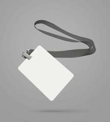 Plastic badge. ID card with grey ribbon. Template designed for employees and guests of company. Can...