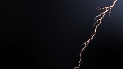 lightning nature flash rain sky. Isolated electrical lightning strike visual effect on black...