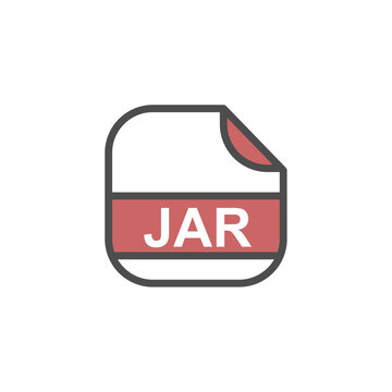 JAR File Extension, Rounded Square Icon with Text - Format Extension Icon Vector Illustration.