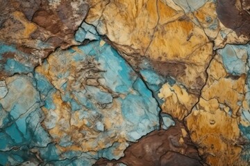 Abstract blue yellow brown background. Colorful rock wallpaper background. Generative AI.