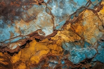 Fototapeta na wymiar Abstract blue yellow brown background. Colorful rock wallpaper background. Generative AI.