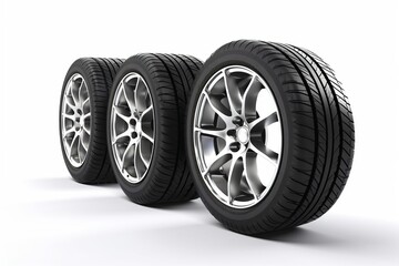 Obraz premium the concept of changing tires on a car. car wheels on a white background. generative ai.