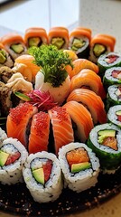 Exquisite Culinary Artistry: A Luxurious Sushi Delight. Generative AI 7