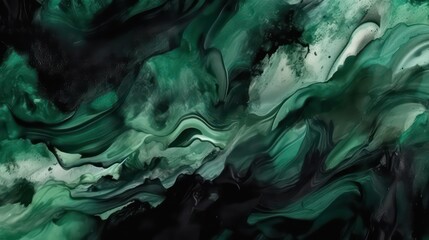 Fototapeta na wymiar Black green abstract watercolor. Dark emerald green color watercolour wallpaper background. Generative AI.