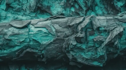 Blue green abstract background. Toned rough rock surface. Blue green texture wallpaper background. Generative AI.