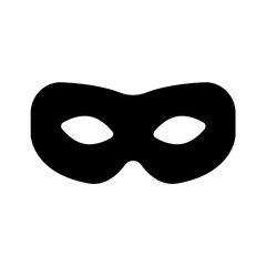 Superhero mask vector black icon. Silhouette hero cartoon character comic face. Flat black superhero costume design mask