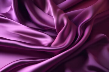 Bright purple silk satin. Soft wavy folds. Shiny silky fabric luxurious wallpaper background. Generative AI.