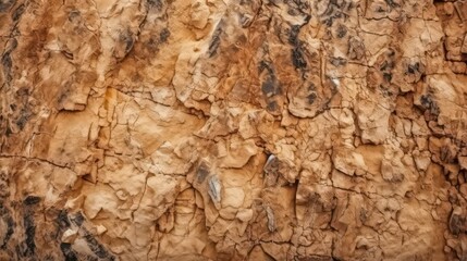Brown rock texture with cracks. Rough mountain surface. Rough mountain wallpaper background. Generative AI.