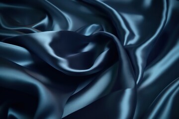 Dark blue silk satin background. Dark blue silk satin luxury style wallpaper background. Generative AI.