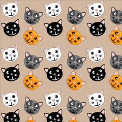 Pattren head cat cute animal logo