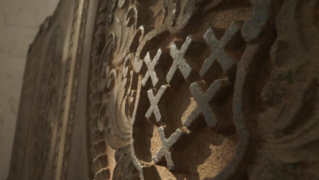 XO game pattern on the walls of sacred St. Paul church Malacca Malaysia