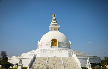 Japanse stupa in Birthplace of Buddha (Nepal, Lumbini)