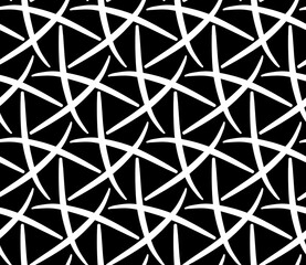 Black and white seamless tillable simple pattern with floral and ornamental accents
