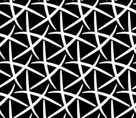 Black and white seamless tillable simple pattern with floral and ornamental accents