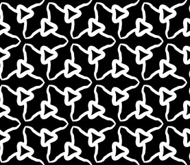 Black and white seamless tillable simple pattern with floral and ornamental accents