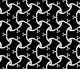 Black and white seamless tillable simple pattern with floral and ornamental accents