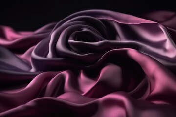 Silk satin. Dark purple pink magenta background. Gradient silk fabric wallpaper background. Generative AI.