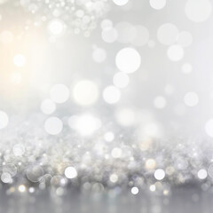 Silver lights white background texture abstract Christmas decoration. Beautiful bright winter with Generative Ai.