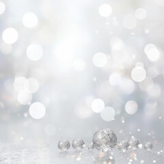 Fototapeta na wymiar Silver lights background texture abstract Christmas decoration. Beautiful bright winter sparkle white bokeh with Generative Ai.