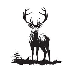 Deer black silhouette vector character vector illustration