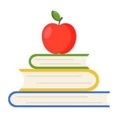 Books and apple. School design. Vector illustration
