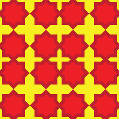 Geometric regular seamless pattern. Arabic traditional pattern in red and yellow color. 