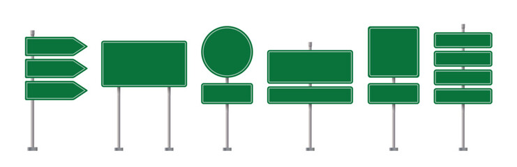 Road street board sign vector isolated. Highway signboard 3d traffic signpost green symbol icon illustration.