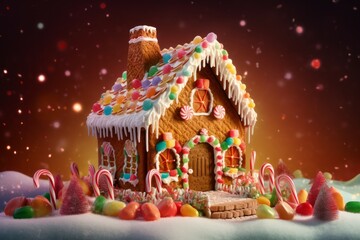 Gingerbread house winter. Generate Ai