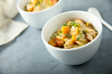 Homemade pumpkin casserole with cream