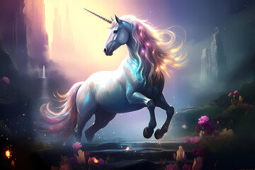Obraz na płótnie Canvas Beautiful unicorn. Generative AI
