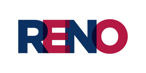 Reno, Nevada, USA typography slogan design. America logo with graphic city lettering for print and web.