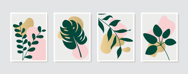 Abstract contemporary flower minimal modern vector design. Minimal abstract flower collection leaf