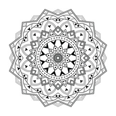 Abstract black white mandala background pattern design with Islamic art mandala template