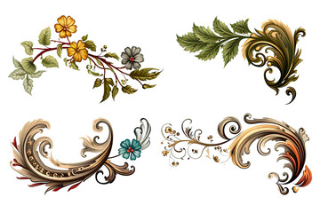 Vector Image of Floral Decorative Elements