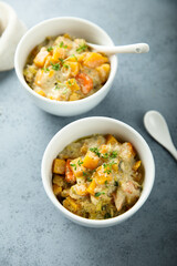 Homemade pumpkin casserole with cream