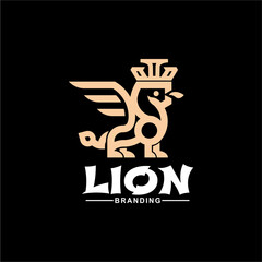 Lion king logo line vector