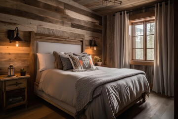 Rustic Bedroom With Wood Accents