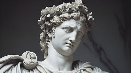 marble statue of a roman emperor, close-up, AI-Generated Image