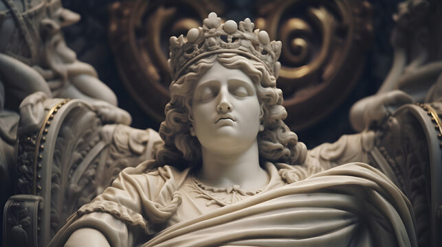 marble statue of a sleeping angel, close-up , AI-Generated Image